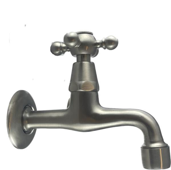 PB Classic wall washbasin tap with star handle cold water stainless steel 1208855612