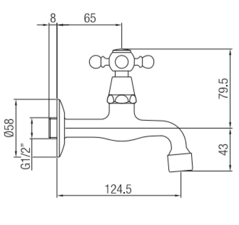 PB Classic wall washbasin tap with star handle cold water stainless steel 1208855612