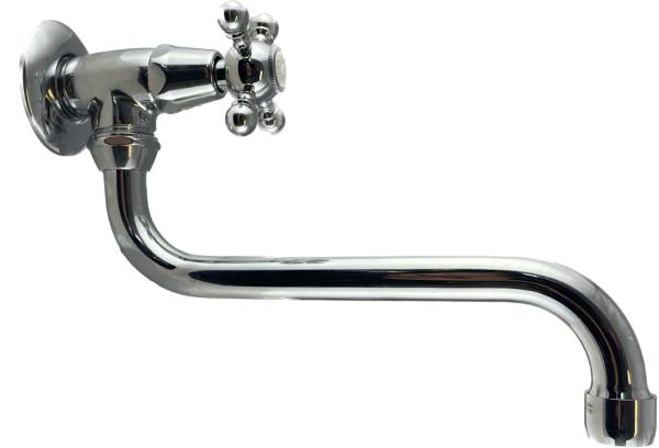 PB classic wall washbasin tap with star handle cold water and long spout chrome 1208855622