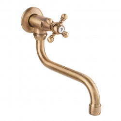 PB Classic wall washbasin tap with star handle cold water and long spout bronze 1208855632