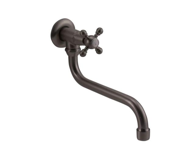 PB Classic wall washbasin tap with star handle cold water and long spout stainless steel 1208855642