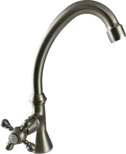 PB Classic washbasin tap with star handle cold water with high spout stainless steel 1208855672