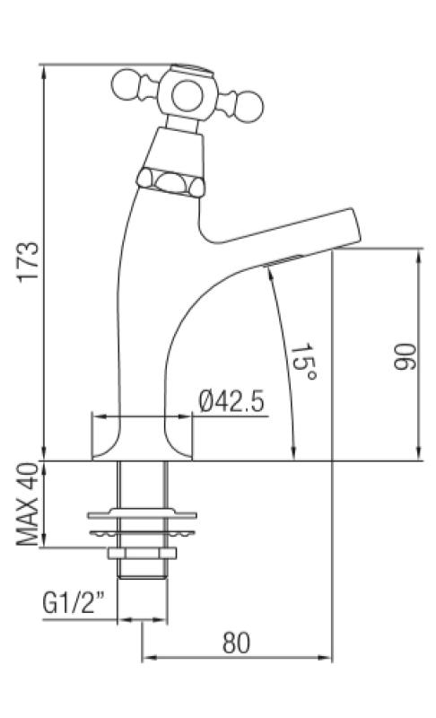 PB Classic washbasin tap with star handle cold water small model bronze 1208855692