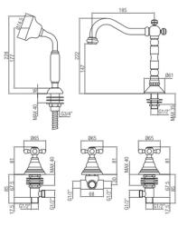 PB Classic 5-hole bath mixer with strong knobs stainless steel 1208855792