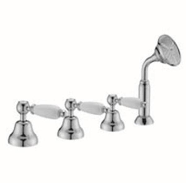 PB classic 4-hole bath valve set with white lever bath filler combination Chrome 1208855802