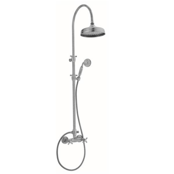 PB Classic Shower set surface-mounted strong-knobs with rain shower telescopic shower column stainless steel 1208855912