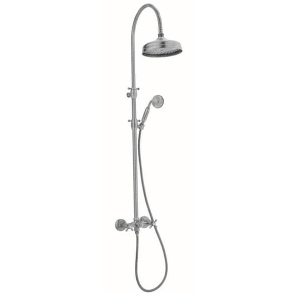 PB Classic Shower set surface-mounted strong-knobs with rain shower telescopic shower column stainless steel 1208855942