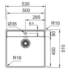 Franke Maris MRX 210.50 kitchen sink with tap hole bench flush-mounted 53x51cm 1270527794