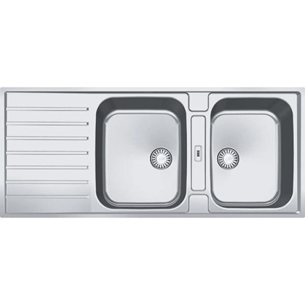 Franke Argos AGX 221 double stainless steel sink with drainer flush mount 116x51cm 127.0635.632