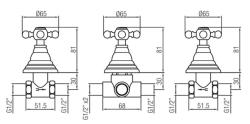 PB classic 3-way built-in shower set with diverter with star handles stainless steel 1208889772