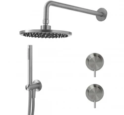 Waterevolution Flow concealed shower set with thermostat rain shower and hand shower solid stainless steel 1208889792