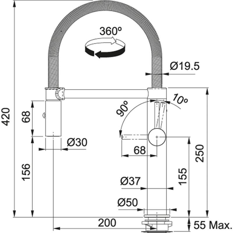 Franke Pescara Semi Pro L Küchenarmatur flexibler Auslauf Chrom 115.0393.975