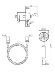 PB classic hand shower set with hanging hook chrome 1208899002