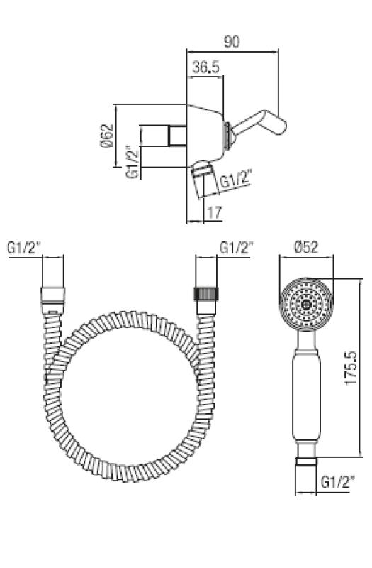PB classic hand shower set with hanging hook stainless steel 1208899032