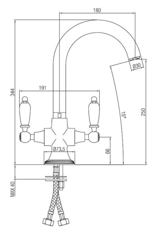PB classic kitchen faucet tap White handles Chrome 1208910882