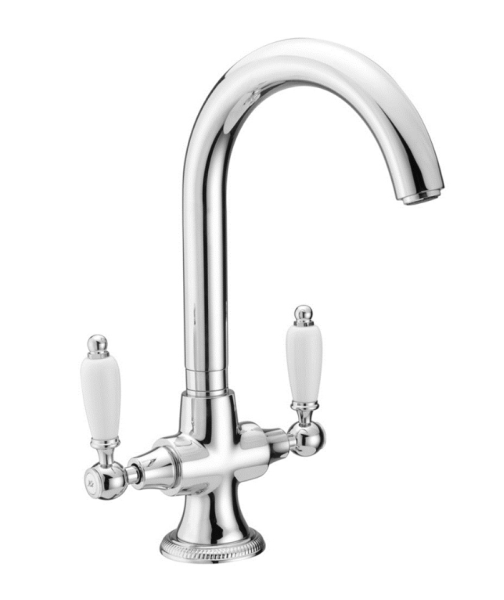 PB classic kitchen tap with White handles stainless steel 1208910902