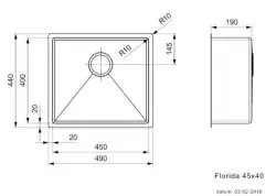 Reginox Florida stainless steel kitchen sink flush-mounted inset and undermount 45x40cm L6423 R30776