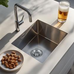 Lorreine 45R Luxury stainless steel kitchen sink 45x40 cm flush-mounted undermount and inset 1208912452