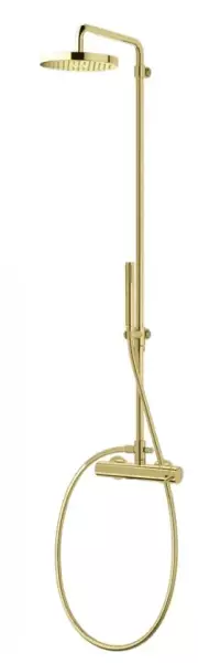 Waterevolution Flow shower combination with thermostat and rain shower Brushed Brass T141TBB