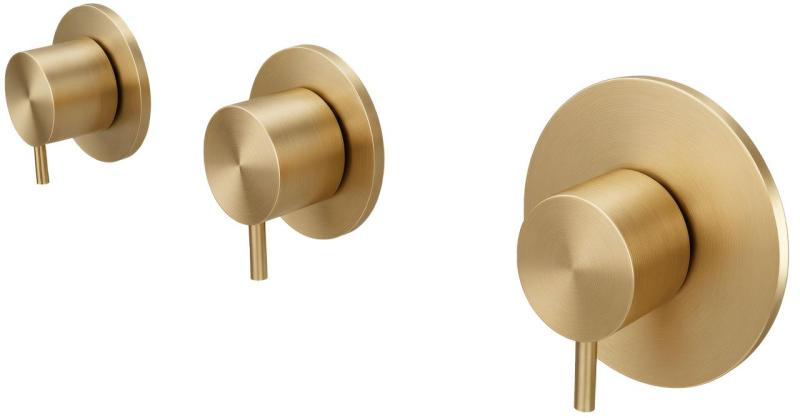 Waterevolution Flow built-in shower thermostat with 2 stop valves, brushed brass 1208916452