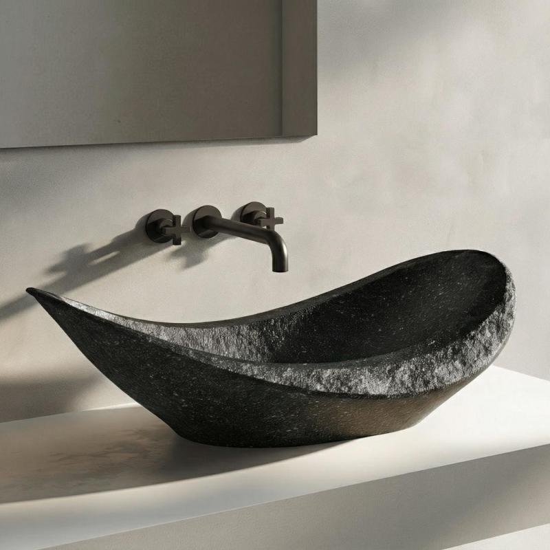 Waterevolution Cruz 3-hole washbasin mixer tap spout 19cm matt black 1208916572