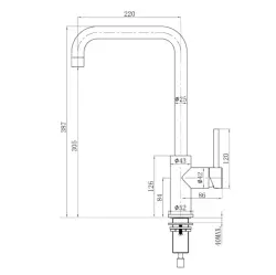 Lorreine Medway Black kitchen tap with swivel spout black 1208916642