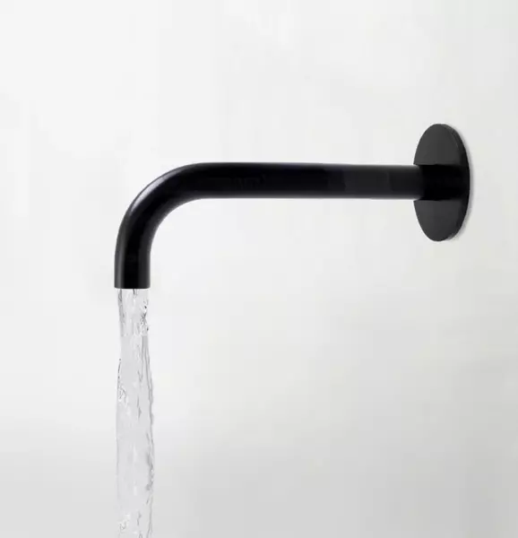 Waterevolution Flow thick spout matt black 19cm T1671-19PR