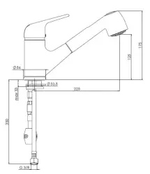 Reginox Jerico Basic kitchen tap with spray shower spout R31605