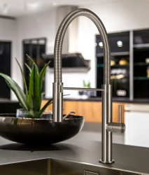 Lorreine Ribble kitchen tap with flexible spout stainless steel 1208920477