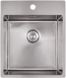 Caressi Basic Line stainless steel kitchen sink 40x40 flush mounted with faucet hole bench CABLPP40KR10 1208920510