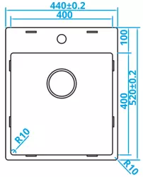 Caressi Basic Line stainless steel kitchen sink 40x40 flush mounted with faucet hole bench CABLPP40KR10 1208920510