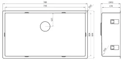 Lorreine 74SP large stainless steel kitchen sink 74x40 cm flush mounted undermount and inset 1208920511