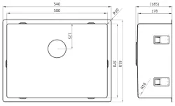 Lorreine 50SP37 stainless steel kitchen sink 50x37 cm flush mounted undermount and inset 1208920519