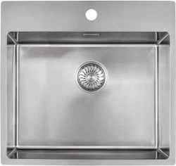 Caressi Basic Line stainless steel kitchen sink 50x40 flush mounted with faucet hole bank CABL50KR10 1208920522