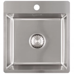 Caressi Basic Line stainless steel kitchen sink 41x45 flush mounted undermount inset with faucet hole bank CABL37KR15 1208920570