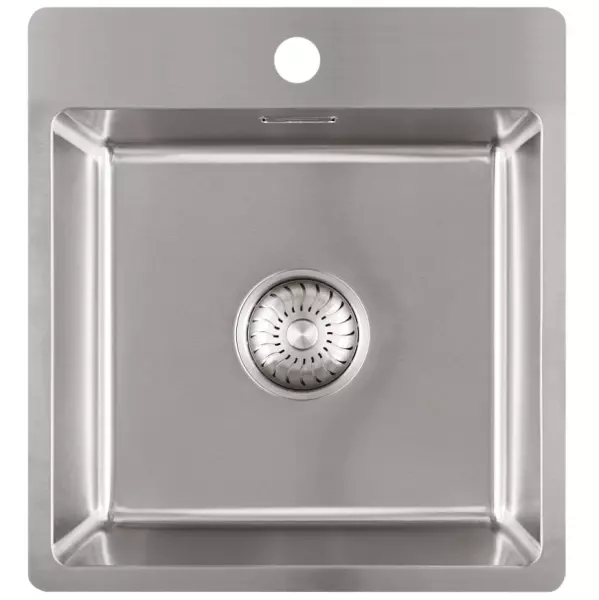 Caressi Basic Line stainless steel kitchen sink 41x45 flush mounted undermount inset with faucet hole bank CABL37KR15 1208920570