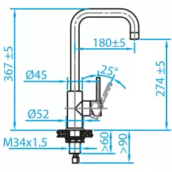 Caressi Basic Line Stainless Steel single lever kitchen mixer CABL001I 1208920576