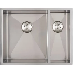 Caressi one and a half stainless steel kitchen sink CAPP3415R6R0 W34+W15xL40xD18.5cm flush mounted undermount inset 1208920589