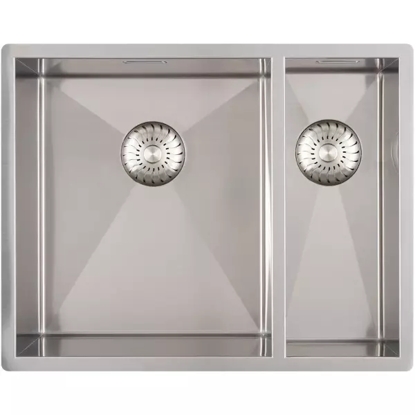 Caressi one and a half stainless steel kitchen sink CAPP3415R6R0 W34+W15xL40xD18.5cm flush mounted undermount inset 1208920589