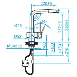 CARESSI White Line stainless steel single lever kitchen mixer with pull-out spout CA108WH U ECO 1208920612