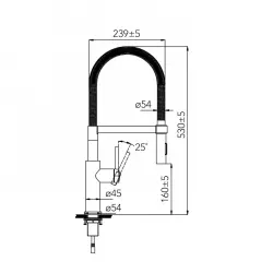 Caressi Stainless steel single lever kitchen mixer stainless steel full stainless steel CA117I ECO 1208920633