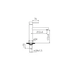 CARESSI Black Line single lever kitchen mixer tap stainless steel black CA116BK ECO 1208920651