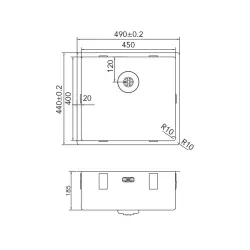 Caressi kitchen sink CAPP45R10 W45xL40xD18.5cm seamless plug 1208920657