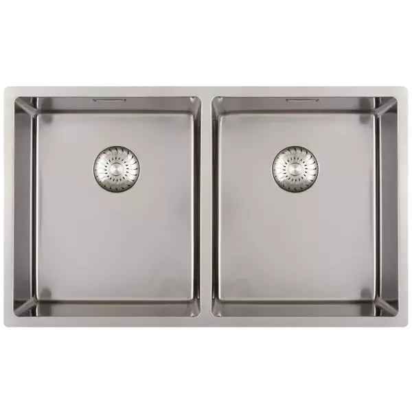 Caressi double kitchen sink CAPP3434R10 W34+W34xL40xD18.5cm seamless plug 1208920658