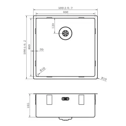 Caressi kitchen sink Capp46D46R10 B46XL46XD18.5cm Seamless Plug 1208920664