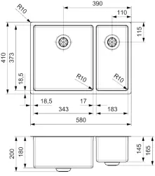 Reginox New Jersey Stainless Steel 1.5 Kitchen Sink 34x37 + 18x37 T09J8LLU08GDS R32817