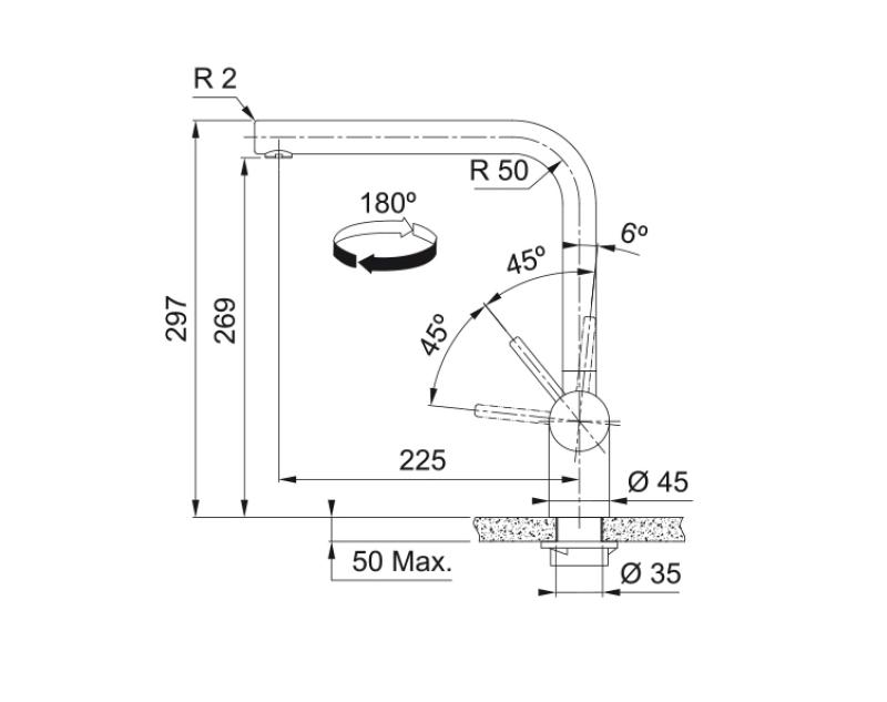 Franke solid stainless steel kitchen tap Atlas Neo swivel spout brushed matt black 115.0550.424