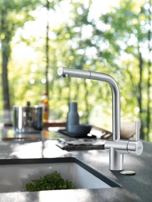 Franke Stainless Steel Brushed Kitchen Faucet Atlas Neo extendable spout inox 115.0521.438