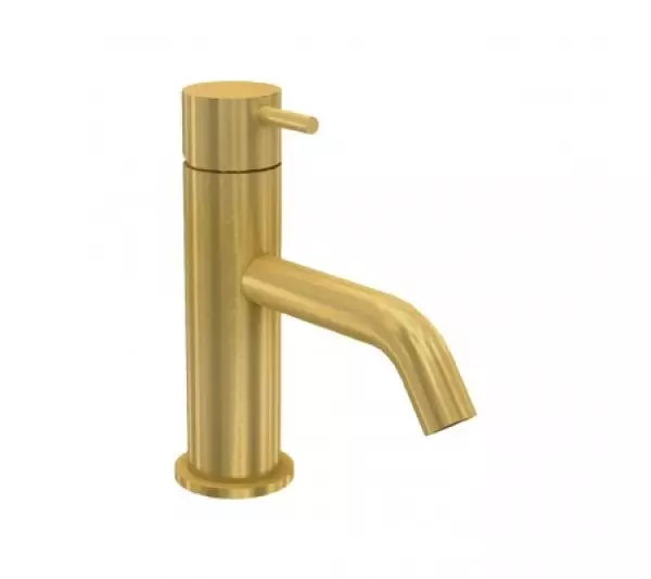 Waterevolution Flow low basin tap including click plug brushed brass T110LE