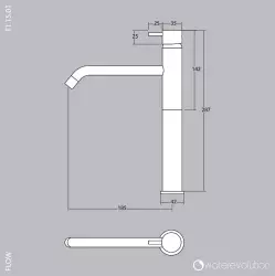 Waterevolution Flow washbasin tap for washbasin gun metal T115GME